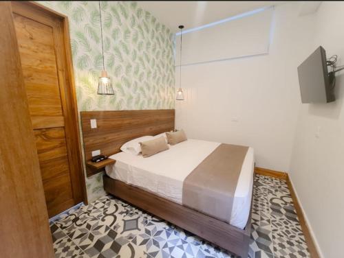 a bedroom with a bed and a tv on a wall at Casa Hotel Bremen in Circasia