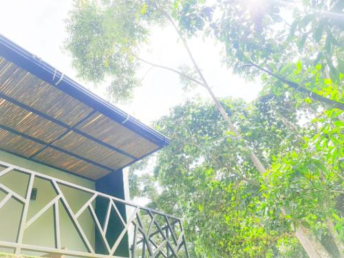 a porch of a house with a wooden roof at Casa Hotel Bremen in Circasia