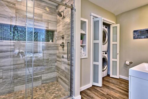 a bathroom with a walk in shower next to a toilet at The Forest Fun Suite - 2RM-2BA Condo, Pool, Bus, King Bed, 2 Sofa Beds, Fireplace, Ski Rental Deals in Killington