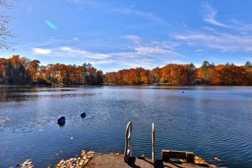 a large lake with trees in the background at Lakeside Lodge at Fern Lake - 3BR, 1BA Waterfront with Dock in Brandon