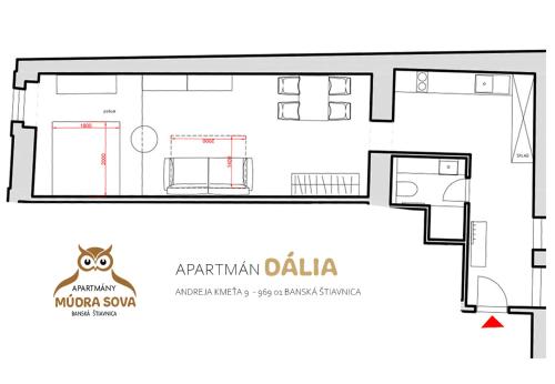 a floor plan of a apartment in dubaiira alida at Apartmány MÚDRA SOVA in Banská Štiavnica