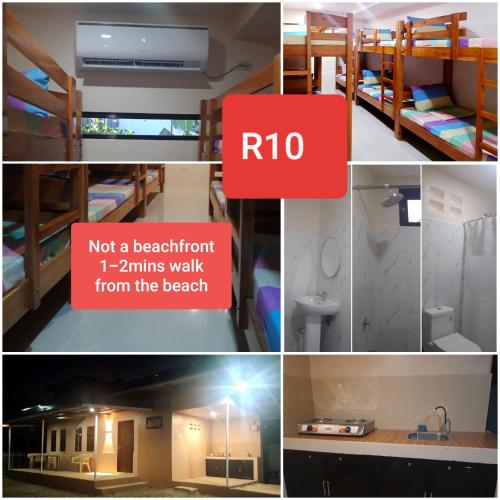 a collage of pictures of a room with bunk beds at CRISTINA Beachfront Cottages in San Juan