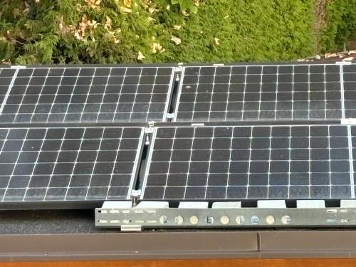 a group of solar panels on a roof at Apartement Gute Laune in Mieming