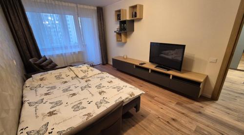 TV a/nebo společenská místnost v ubytování Savannah Ateities Apartamentai