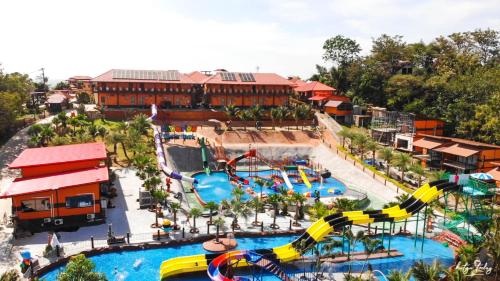 an aerial view of a water park with a water slide at Chomview Lanta Water Park Resort in Ko Lanta