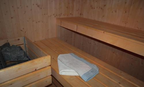 a inside of a wooden sauna with a towel at Matilde's Luxury Villa in Isernia