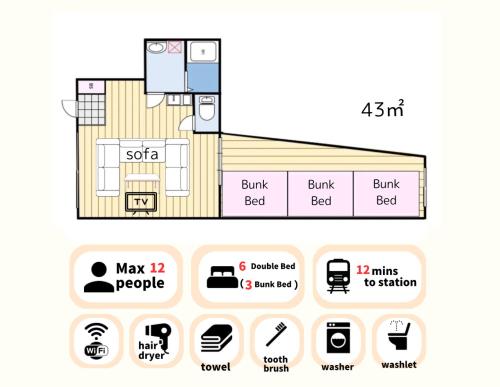 Guest House EASTWO 黒門市場や通天閣まで徒歩9分の好立地