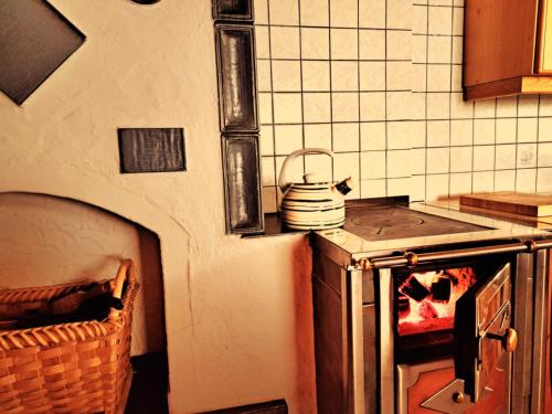 Panorama Chalet mit Sauna Höllmaishofにあるキッチンまたは簡易キッチン