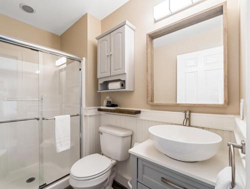 a bathroom with a sink and a toilet and a shower at Inn at Brierley Hill in Lexington