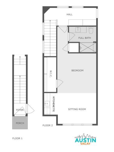 a floor plan of a house at Brand New Studio Apt w King Bed Kitchenette in Steiner Ranch by Austin Vacay in Austin