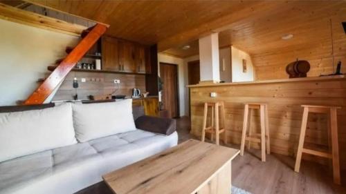 a living room with a couch and a bar at Apartmani Moskva in Kopaonik