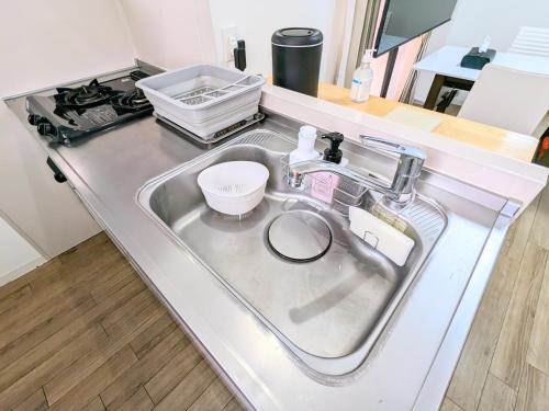 a kitchen sink with a strainer in it at SEIRYU Bldg in Tokyo