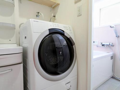 a washing machine in a bathroom with a sink at SEIRYU Bldg in Tokyo