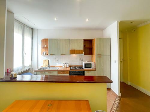 - une cuisine avec un comptoir et un four micro-ondes dans l'établissement Grosso 4 Pers WiFi AC Parking, à Nice
