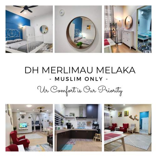 a collage of photos of a living room at DH Merlimau Homestay in Merlimau