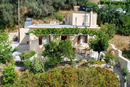 a house on a hill with trees and bushes at Casa Alta 2-bedroom House in Manoliópoulon