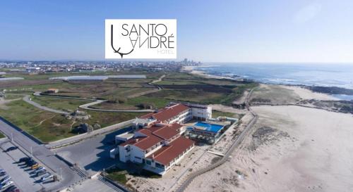an aerial view of a house on the beach at Hotel Santo Andre in Póvoa de Varzim