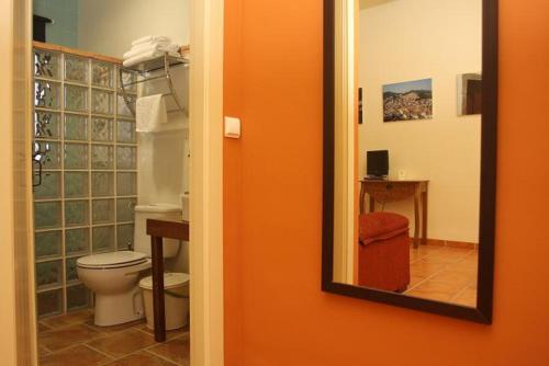 El Hoyo的住宿－Cortijo El Criadero，一间带卫生间和镜子的浴室