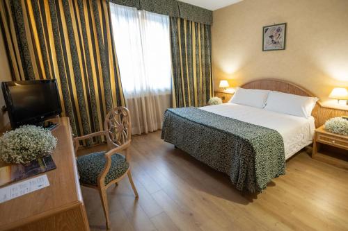 a hotel room with a bed and a television at Hotel I Gigli in Nola