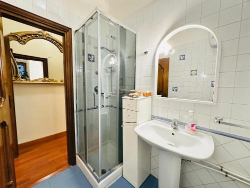 un bagno con lavandino e doccia di Via Veneto Lulus Home a Roma