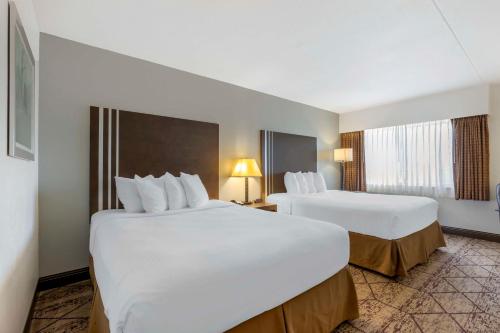 a large hotel room with two beds and a window at Best Western Plus Longbranch Hotel & Convention Center in Cedar Rapids