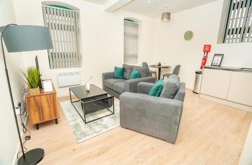 Χώρος καθιστικού στο Stylish 1 Bed Apartment in Central Newark