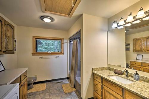 a bathroom with a sink and a shower in it at The Oakwood house in Rising Fawn