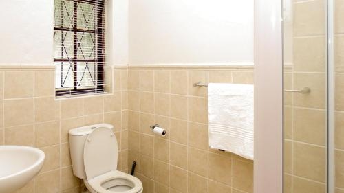 a bathroom with a toilet and a sink at 39 On Nile Guest House in Port Elizabeth