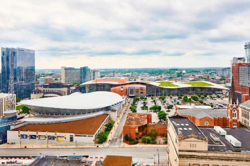 an aerial view of a city with buildings at Renaissance Nashville Hotel in Nashville