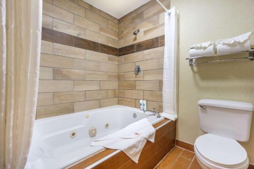 a bathroom with a tub and a toilet and a sink at Comfort Inn Federal Way - Seattle in Federal Way