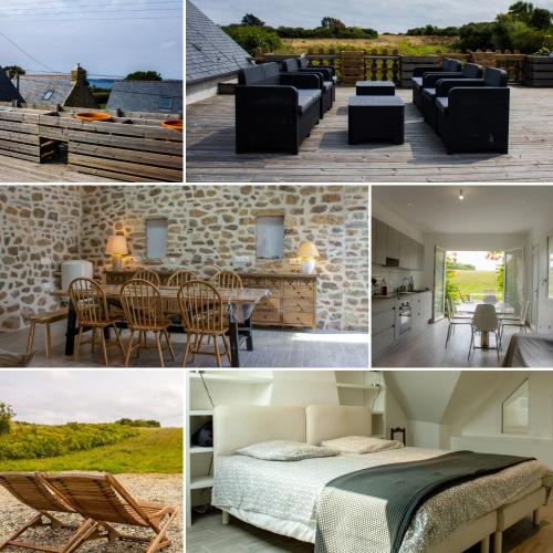 un collage de photos d'une maison dans l'établissement Ker Tirvi - vue mer - wifi, à Crozon