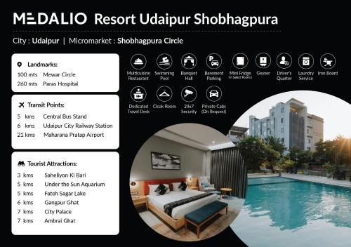 Kolam renang di atau dekat dengan Medalio Resort Udaipur Shobhagpura
