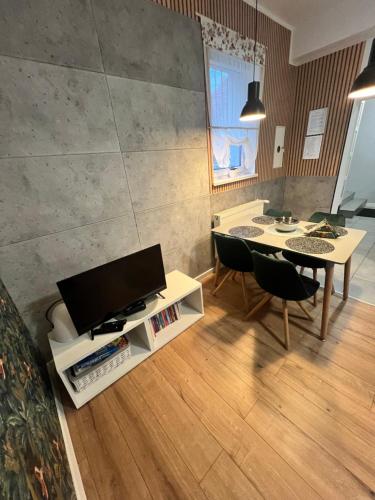 Televízia a/alebo spoločenská miestnosť v ubytovaní Apartamenty Cieplicka 20a