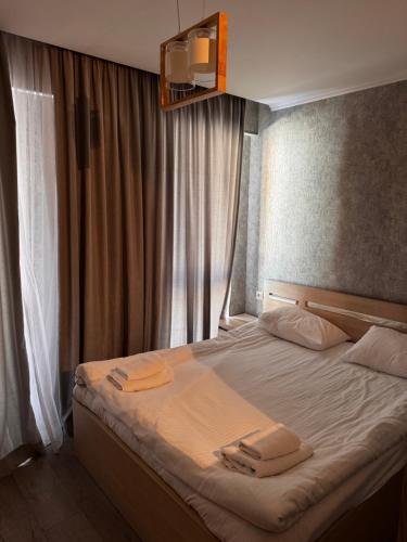 Ένα ή περισσότερα κρεβάτια σε δωμάτιο στο Cozy Bakuriani Apartment