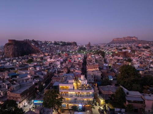 a view of a city at night at Moustache Jodhpur in Jodhpur