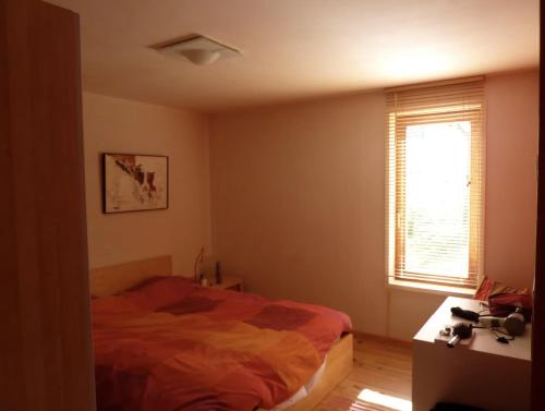 une chambre avec un lit et une fenêtre dans l'établissement Costebelle B, à La Bréole