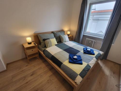 Una cama o camas en una habitación de City Center Apartments - Moderna Brno Římské náměstí II