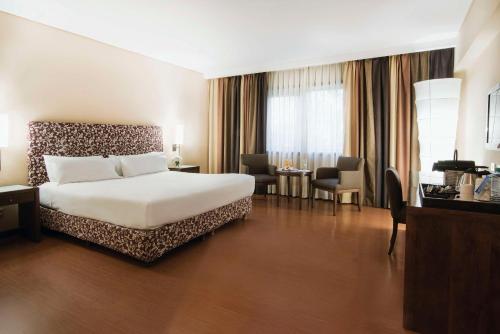 a hotel room with a bed and a desk at NH Mendoza Cordillera in Mendoza