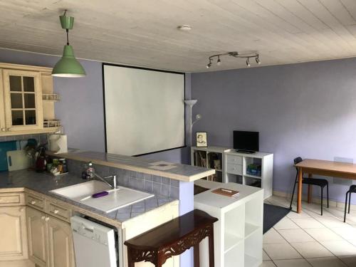 a kitchen with a sink and a counter top at Maison Cosy avec jardin - Paris - 4 Pers - in Aulnay-sous-Bois