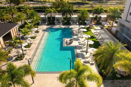 an overhead view of a pool at a resort at Renaissance Boca Raton Hotel in Boca Raton