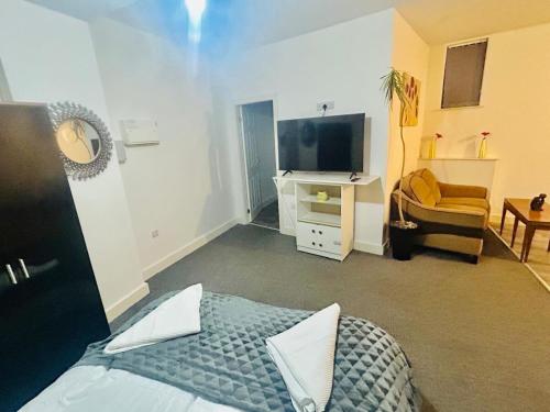 TV a/nebo společenská místnost v ubytování Studio Flat In Doncaster