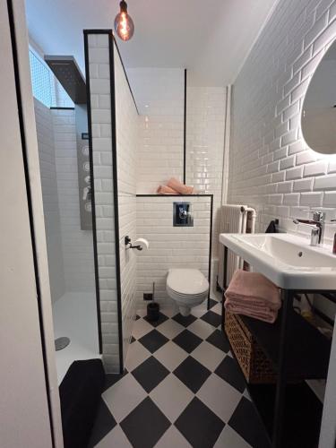 une salle de bain avec toilettes et lavabo dans l'établissement Studio cosy et apaisant, à Metz