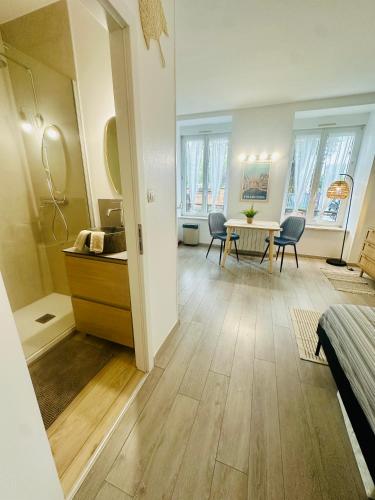 Cette chambre comprend une cuisine et une salle à manger. dans l'établissement Studio, gare, Petite France, hypercentre, à Strasbourg