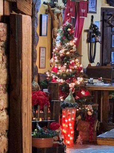 a christmas tree in the corner of a room at Stara Vodenica in Klanjec