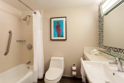 a bathroom with a white toilet and a sink at Courtyard by Marriott Isla Verde Beach Resort in San Juan