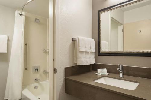 a bathroom with a sink and a mirror at Courtyard Anaheim Buena Park in Buena Park