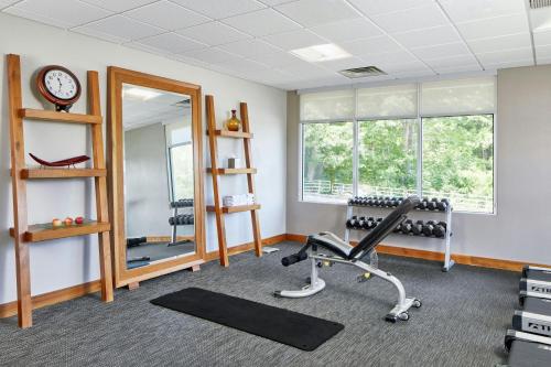 a gym with a treadmill and a mirror at Courtyard Rochester East / Penfield in Rochester