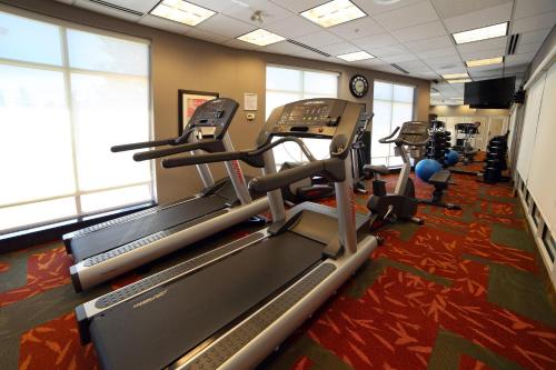a gym with treadmills and elliptical machines at Residence Inn by Marriott Toronto Vaughan in Vaughan
