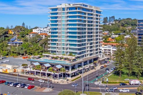 an overhead view of a large building with a parking lot at Oceanview 2BR 2BA in The Miles Residences Kirra in Gold Coast