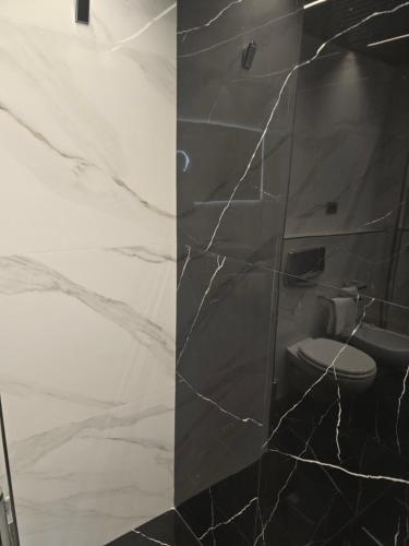 a bathroom with a marble shower with a toilet at Grand Hotel Europa in Isernia